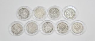 (9) Russia 50 Kopek Coins.