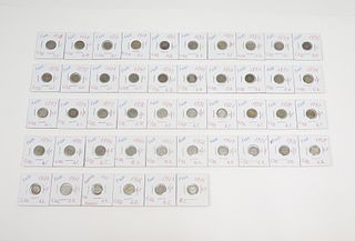 (46) Russian Silver 5-Kopek Coins.