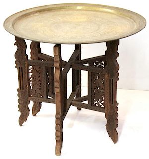 Moroccan Brass Tray Top Folding Table