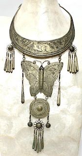 North African Tribal Incised Metal Necklace