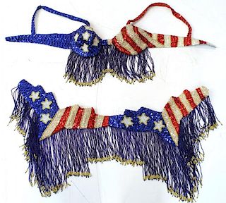 Vintage Partial American Flag Belly Dance Costume