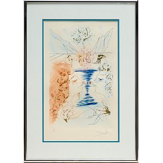 Salvador Dali, color etching with gold dust