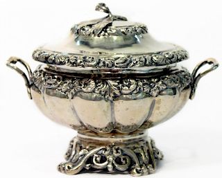 Antique Italian Ornate Silver Sugar Bowl