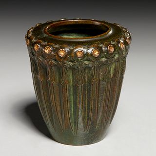 Jean Dunand, early parcel gilt bronze cabinet vase