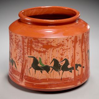 Andre Brasilier, large Vallauris pottery vase