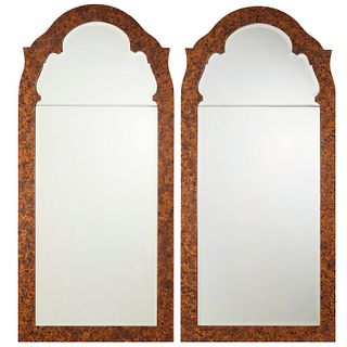 Pair Modern tortoise lacquer pier mirrors