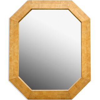 Karl Springer (style), large parquetry mirror
