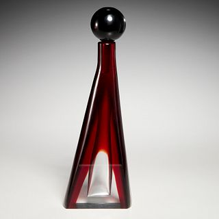 Salviati, ruby red sommerso bottle with stopper