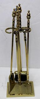 Set of Contemporary Polished Brass Fireplace Tools