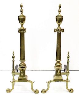 Pair Chippendale-Style Gilt Brass Andirons