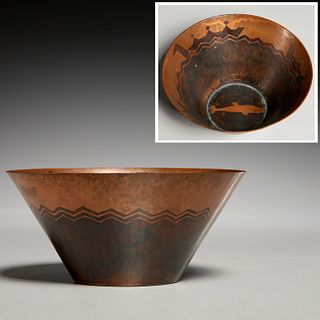 Walter Von Nessen Studio, Art Deco copper bowl