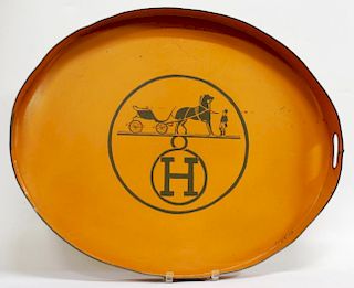 Vintage Tole Tray with Hermes Logo
