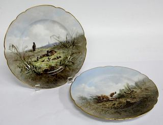 Pair of French Porcelain Pheasant-Theme Plaques