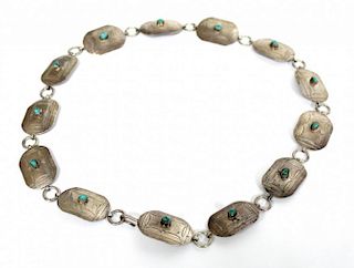 Native American Silver & Turquoise Necklace