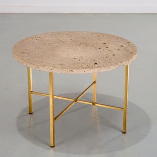 Harvey Probber, coquina and brass lamp table
