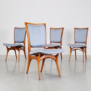 Vladimir Kagan, (4) sculpted dining chairs