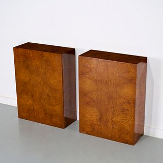 Pair custom burlwood pedestals