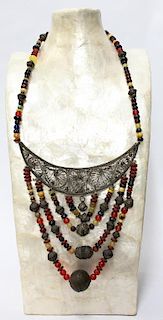 Tribal Filigree & Eclectic Beads Necklace