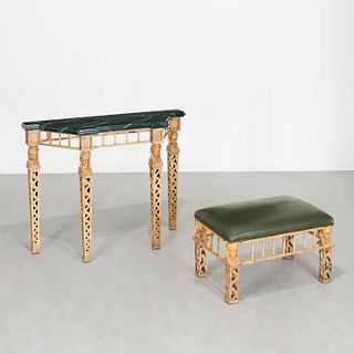 Niermann Weeks, Egyptian Revival console and stool