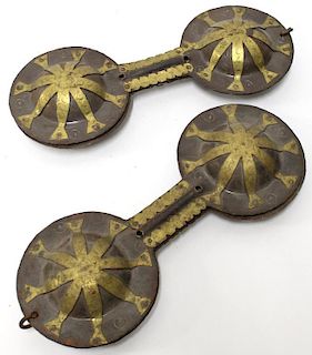 Pair Antique Moroccan Wood & Metal Hand Clappers