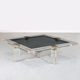 Sandro Petti, chrome mounted lucite coffee table