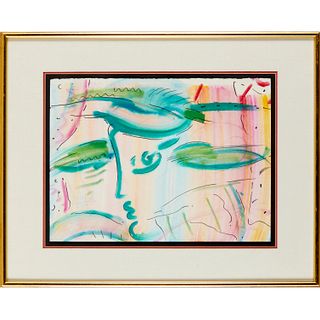 Peter Max, watercolor on paper, 1987