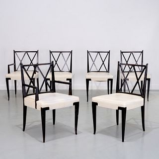 Tommi Parzinger, (6) mahogany dining chairs