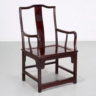 Antique Chinese hardwood 'Official's Hat' armchair