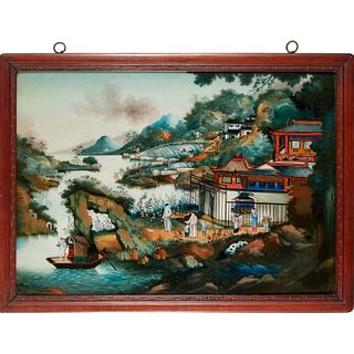 Chinese Export eglomise painting