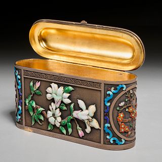 Chinese Export gilt silver and enamel box