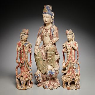 (3) Chinese carved Bodhisattvas