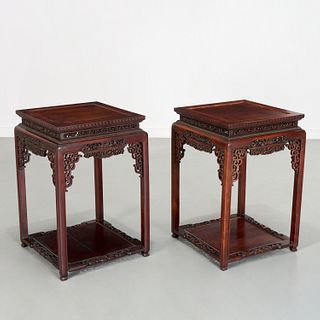 Fine pair Chinese Hongmu square tables