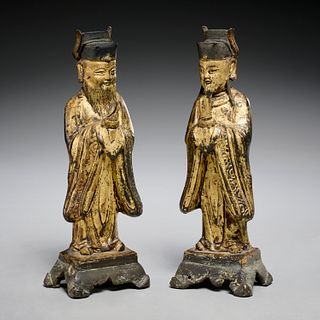 (2) antique Chinese gilt bronze deity figures