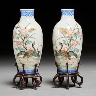 Fine pair Chinese miniature egg-shell vases