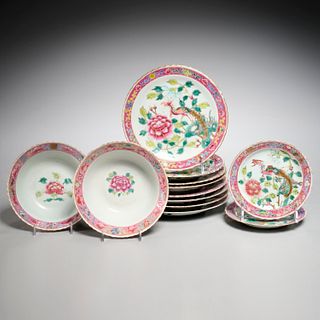 (12) Chinese famille rose phoenix Peranakan dishes