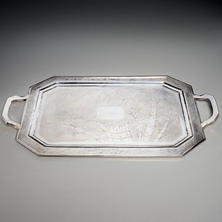 Chinese Export Nanking silver tea tray