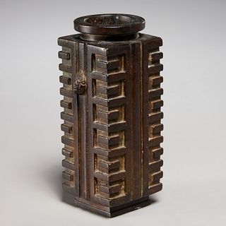Chinese archaic style bronze Cong vase