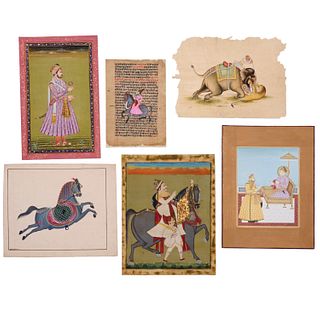 Mughal School, (6) court paintings