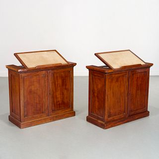 Pair Edwardian metamorphic library cabinets