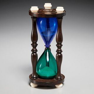 Georgian style glass and ebony clessidra hourglass