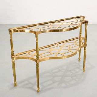 Unusual cast brass trivet style console table