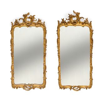 Pair George III giltwood pier mirrors
