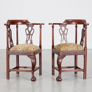 Pair George II style child's corner chairs