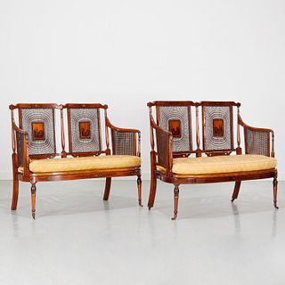 Nice pair George III style painted settees