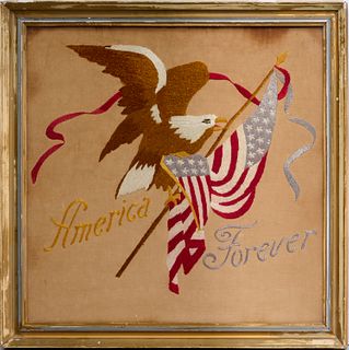 'America Forever' patriotic silk embroidery