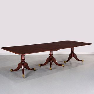 Regency mahogany triple pedestal dining table