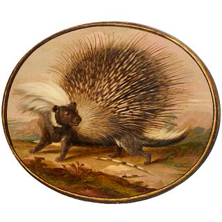 J.W. Audubon (manner), large oil on oval panel
