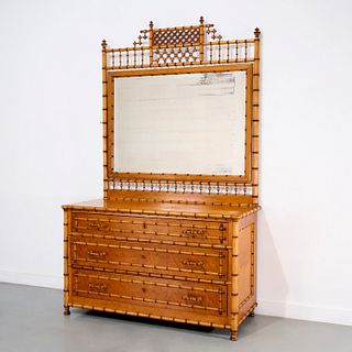 American Aesthetic faux bamboo chest with mirror