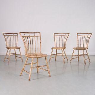 (4) American painted bamboo Windsor side chairs