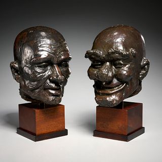 Franz Messerschmidt (manner), (2) bronze heads